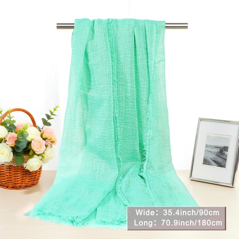 Nydotd Women Summer Cotton Linen Scarf Crinkle Long Beach Shawl Wrap hijab with Fringe - Image 2